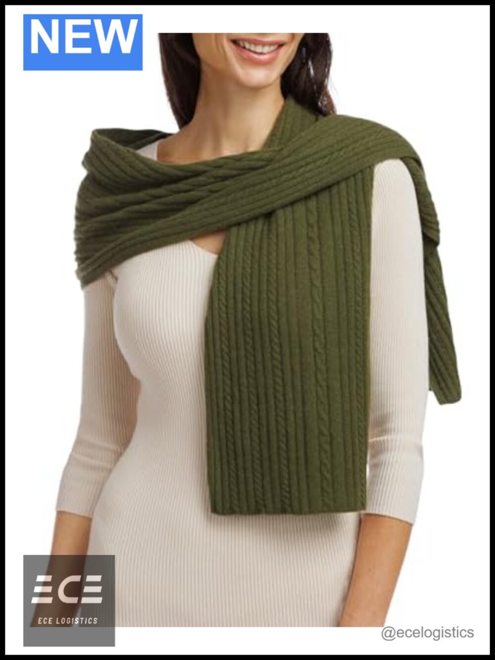 100% Cashmere Cable Knit Winter Scarf Cold Weather Wrap